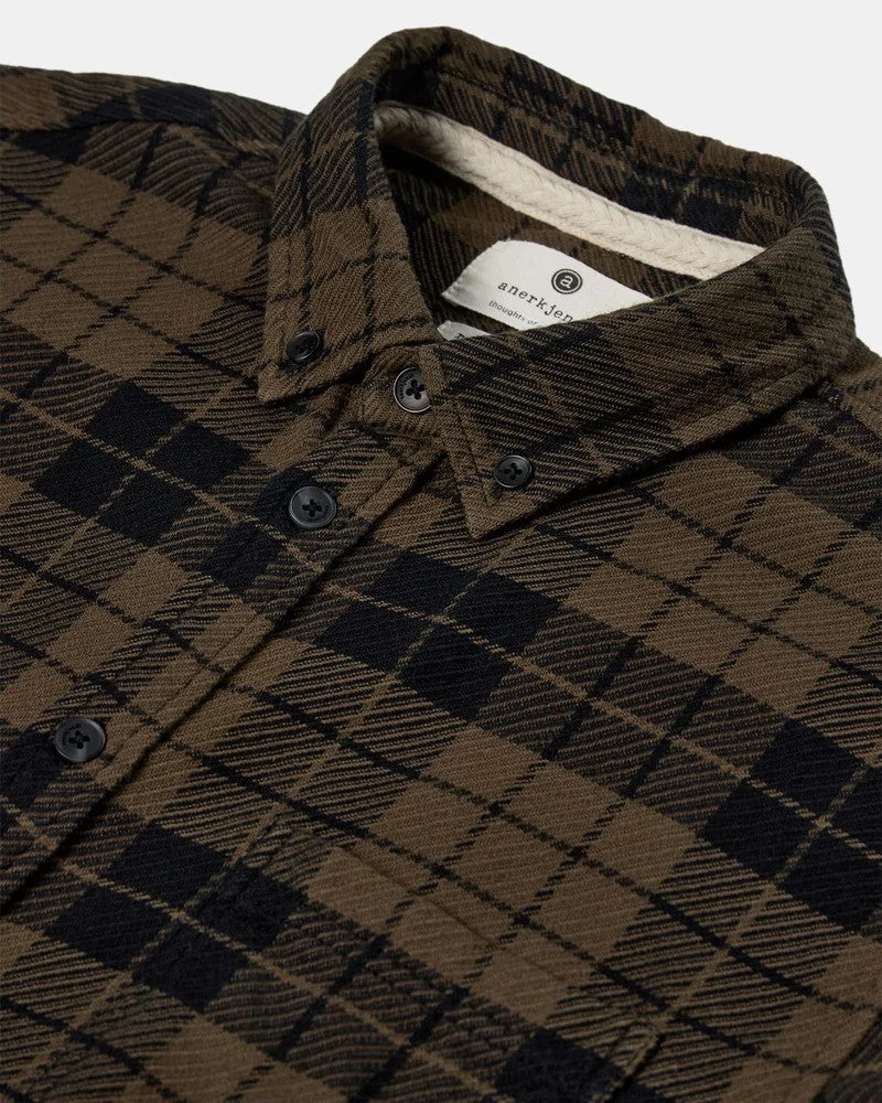 Camisa Anerkjendt Akleif Twill check Shirt Forest Night