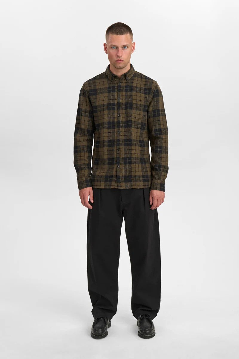 Camisa Anerkjendt Akleif Twill check Shirt Forest Night
