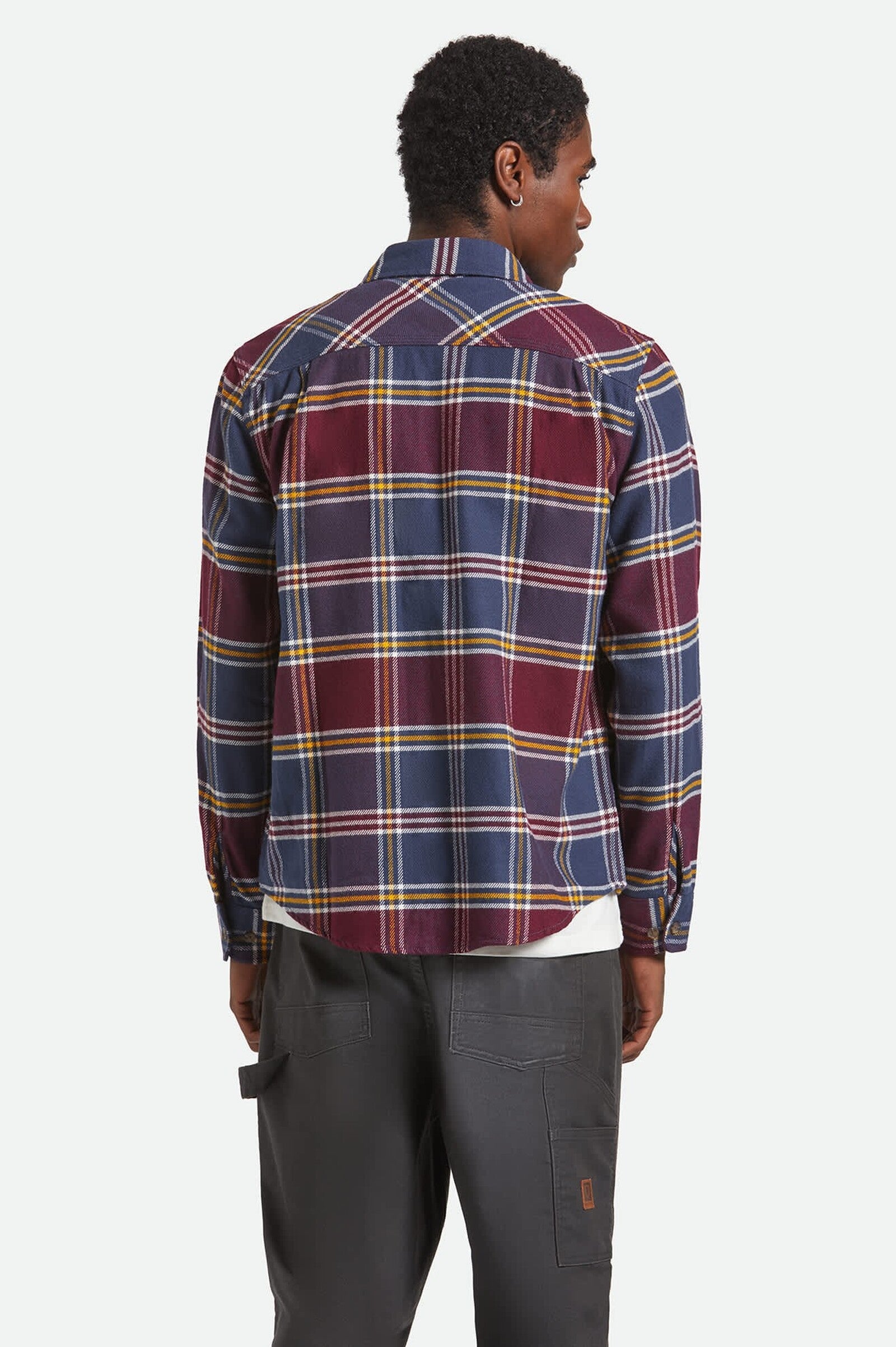 Camisa Brixton Bowery Flannel Mood Indigo/Port/Saffron