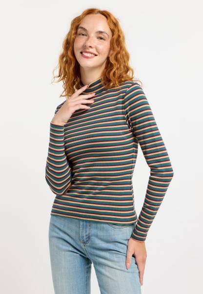Camiseta Ragwear Janelle Long Stripes Ocean Green