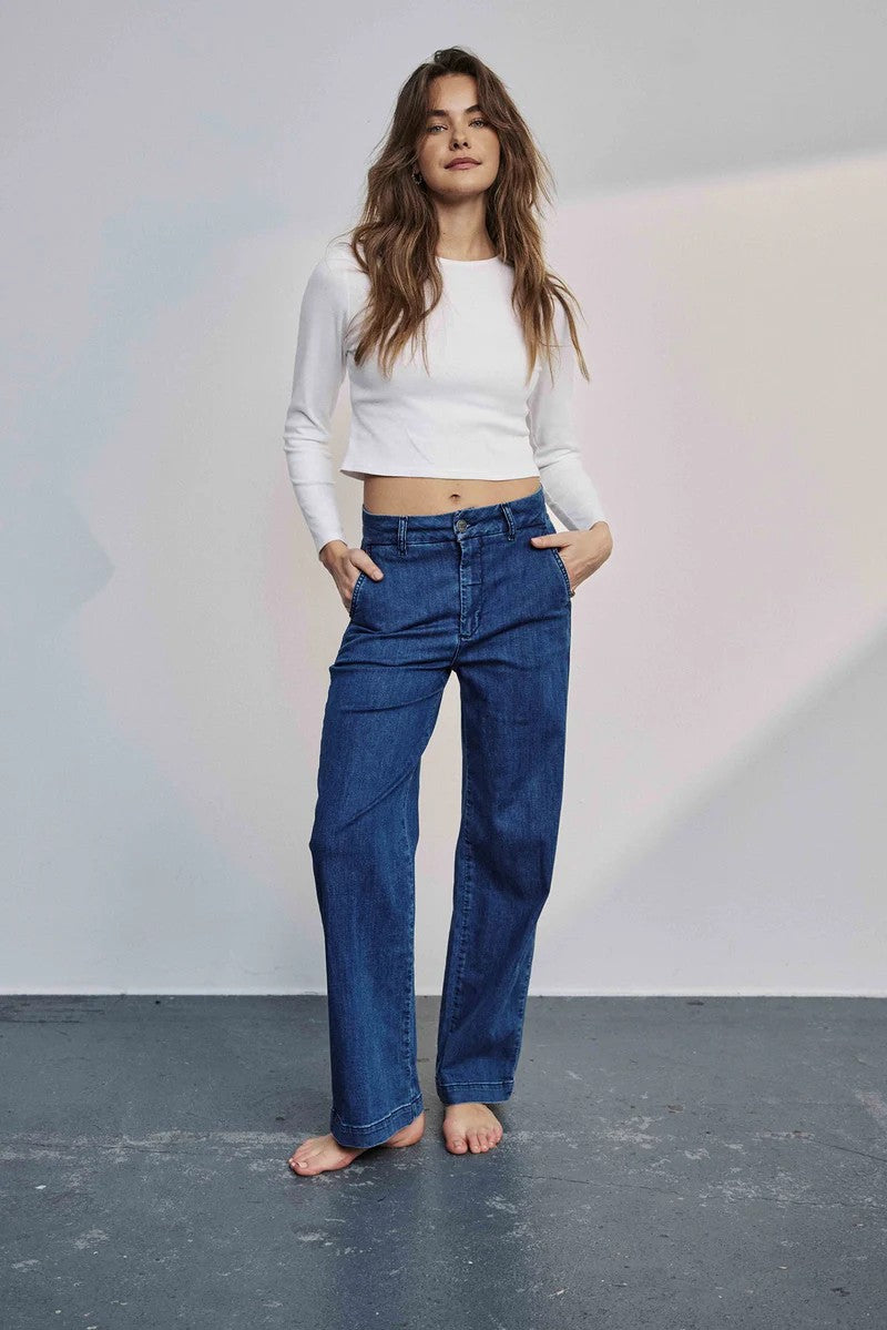 Pantalones Nümph Nuamber Pants Short Medium Blue Denim