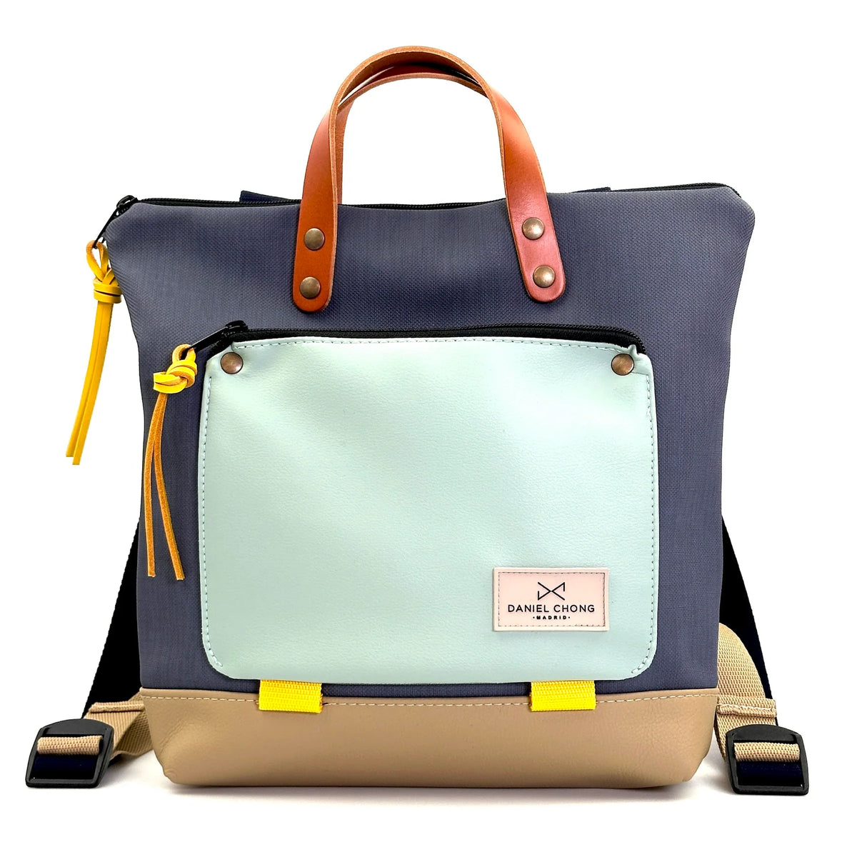 Mochila Daniel Chong Book Holder Mini Cuadrada Azul Marino Celeste