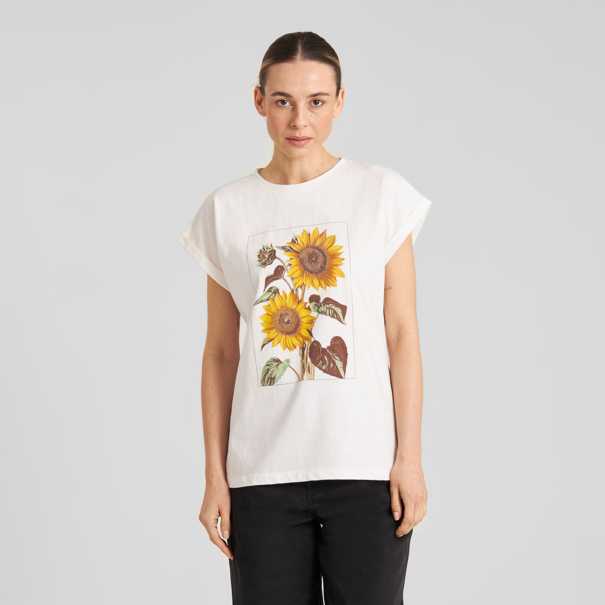 Camiseta Dedicated Visby Printed Sunflowers Off-White