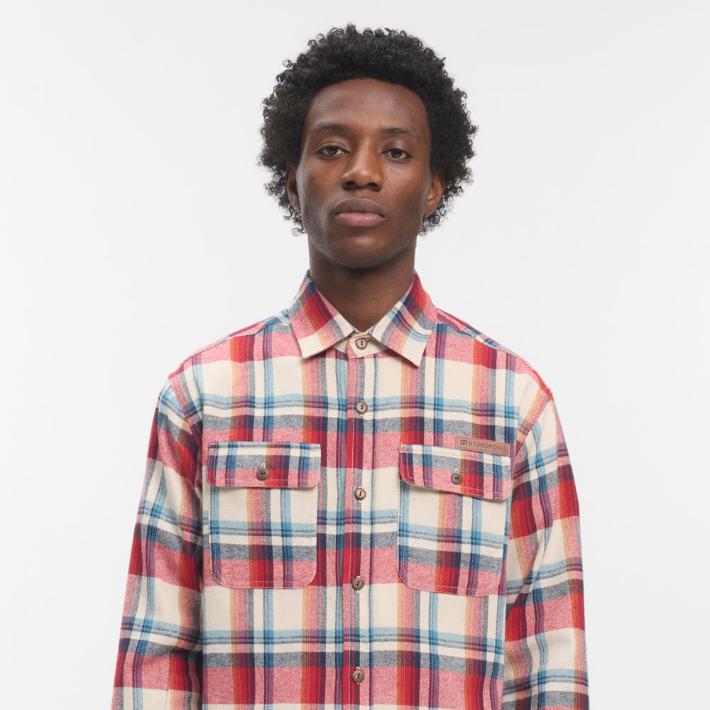 Camisa Hydroponic Sullivan Ecru Red Blue Check