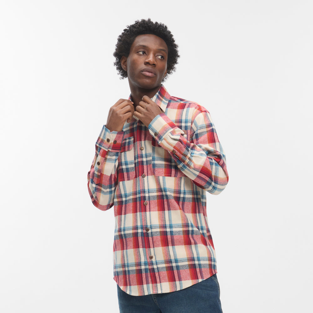 Camisa Hydroponic Sullivan Ecru Red Blue Check