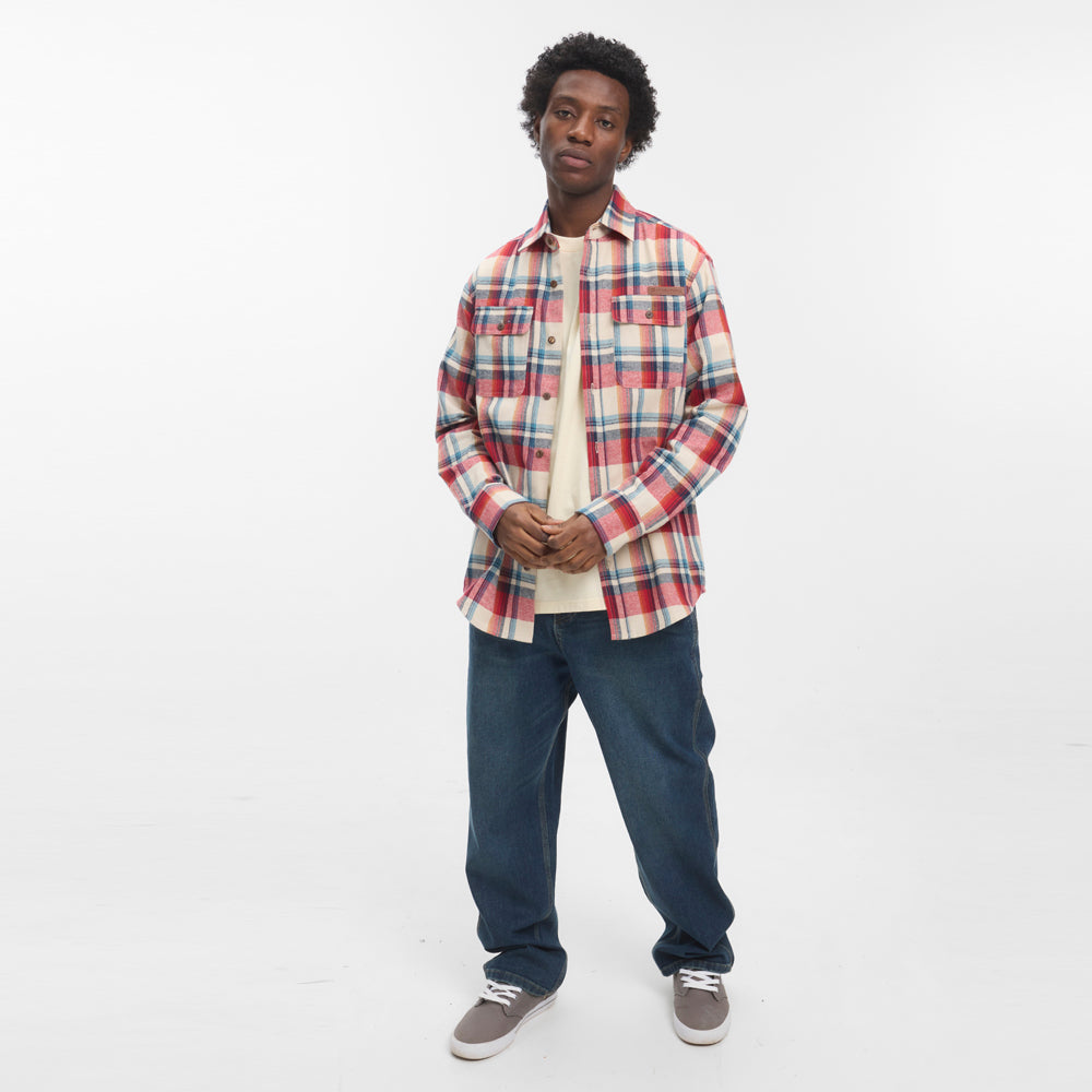 Camisa Hydroponic Sullivan Ecru Red Blue Check