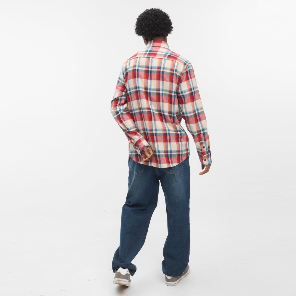Camisa Hydroponic Sullivan Ecru Red Blue Check