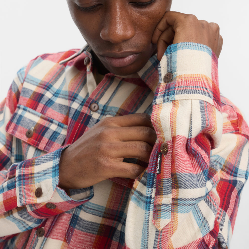 Camisa Hydroponic Sullivan Ecru Red Blue Check