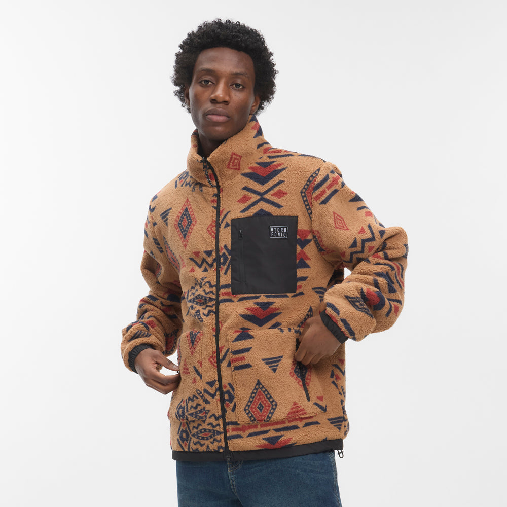 Forro Polar Hydroponic Lobo Brown Aztec Black