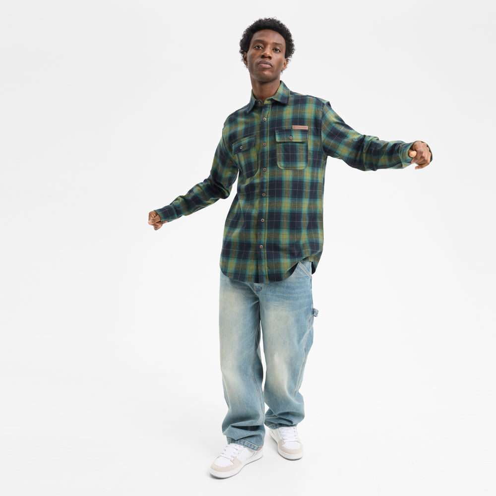 Camisa Hydroponic Origin Green Navy Check