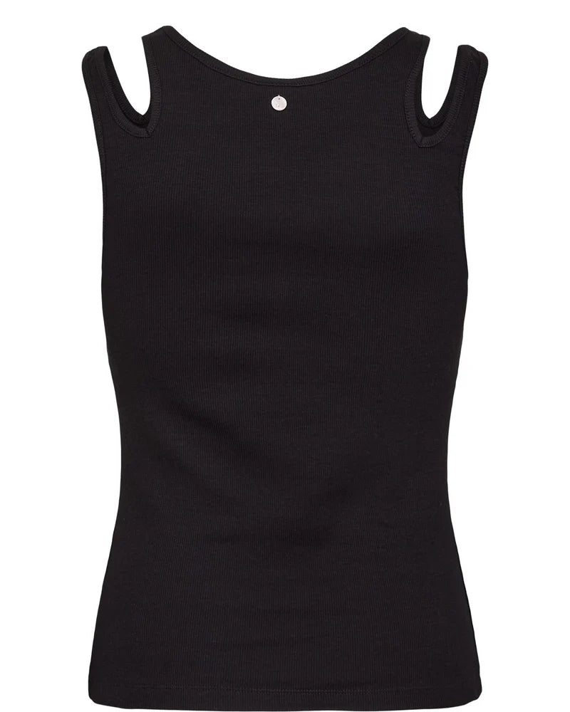 Top ajustado Nümph Nudaphny – Tirante doble y cuello redondo | Negro