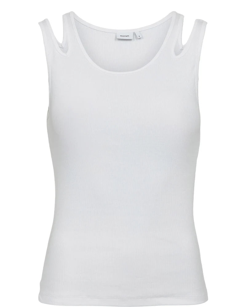 Top ajustado Nümph Nudaphny – Tirante doble y cuello redondo | Blanco