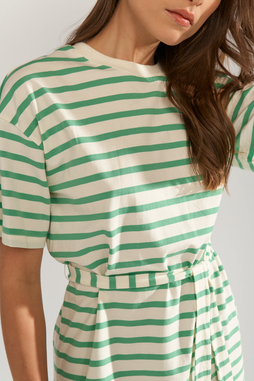 Vestido de rayas Nümph Nuhydra Verde Absinthe