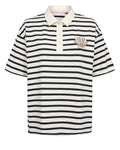 Polo de rayas Nümph Nuhydra – Negro y beige con detalle de concha