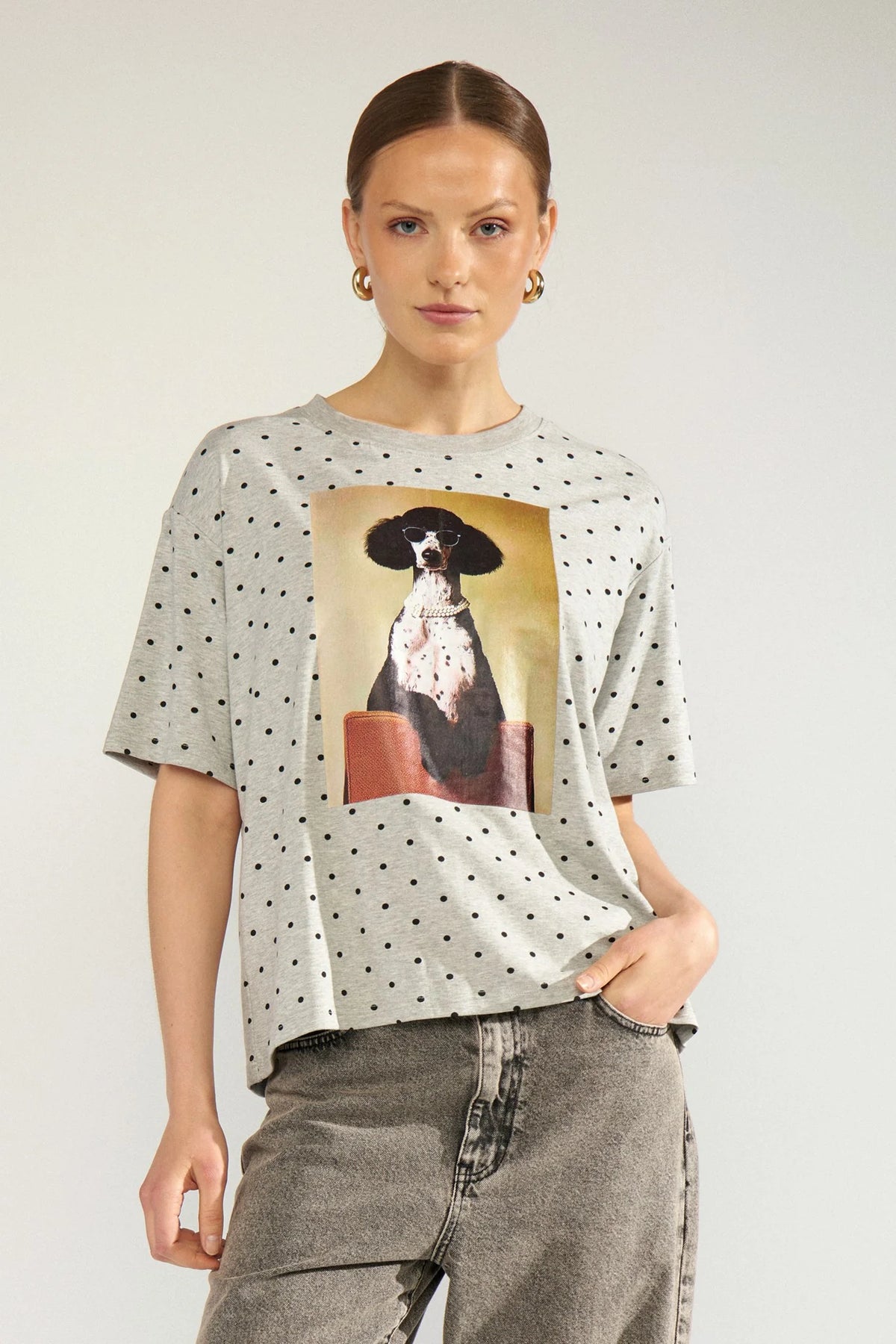Camiseta Nümph Nurossa Oversize Light grey melange