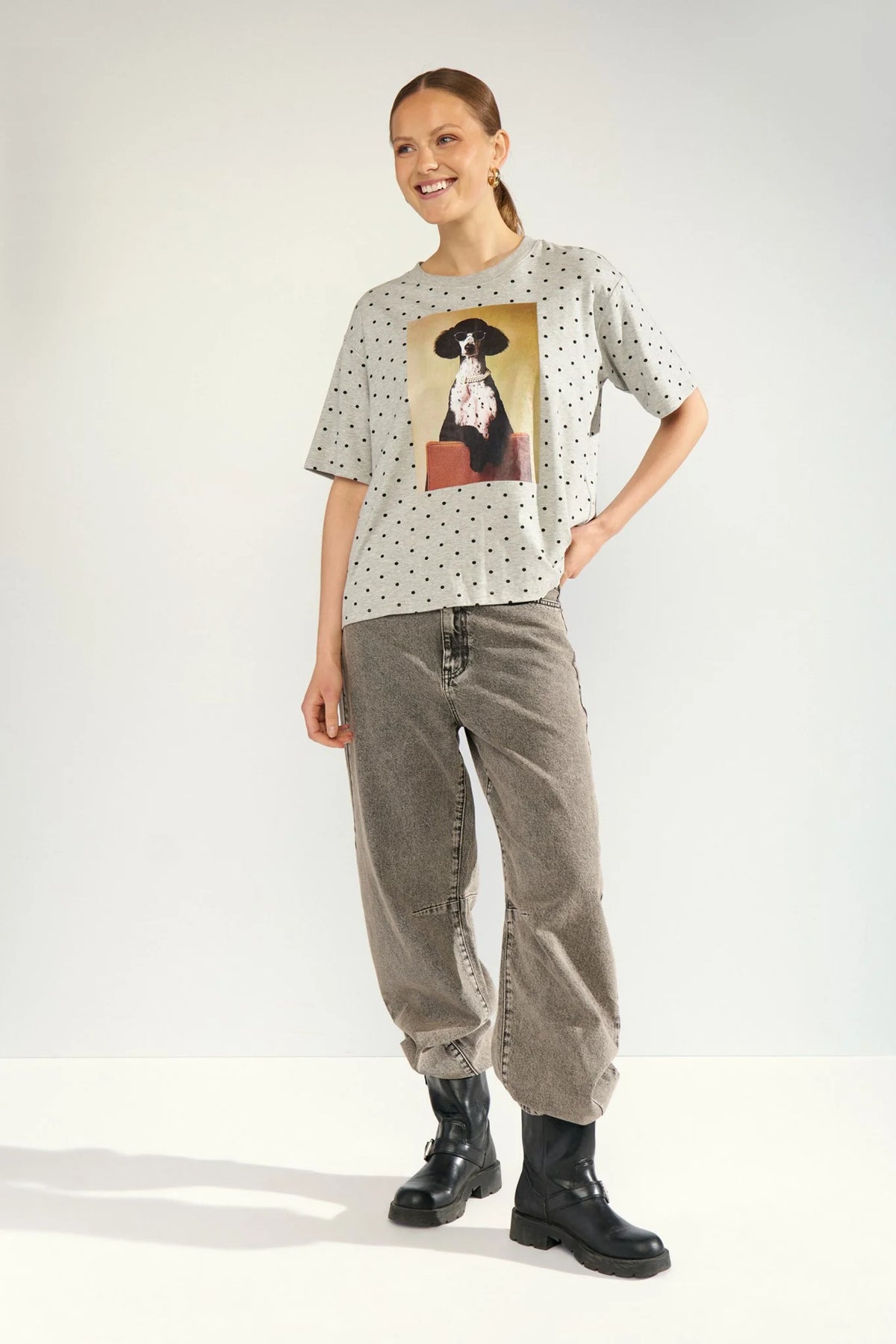 Camiseta Nümph Nurossa Oversize Light grey melange