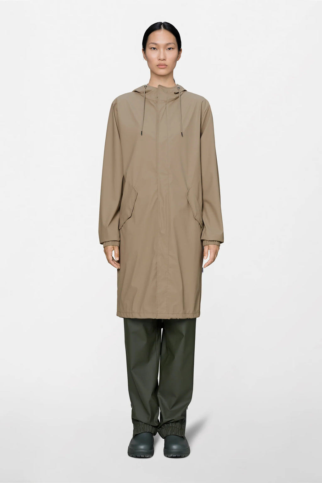 Parka Rains Fishtail W3 Impermeable Beige - Corte Largo