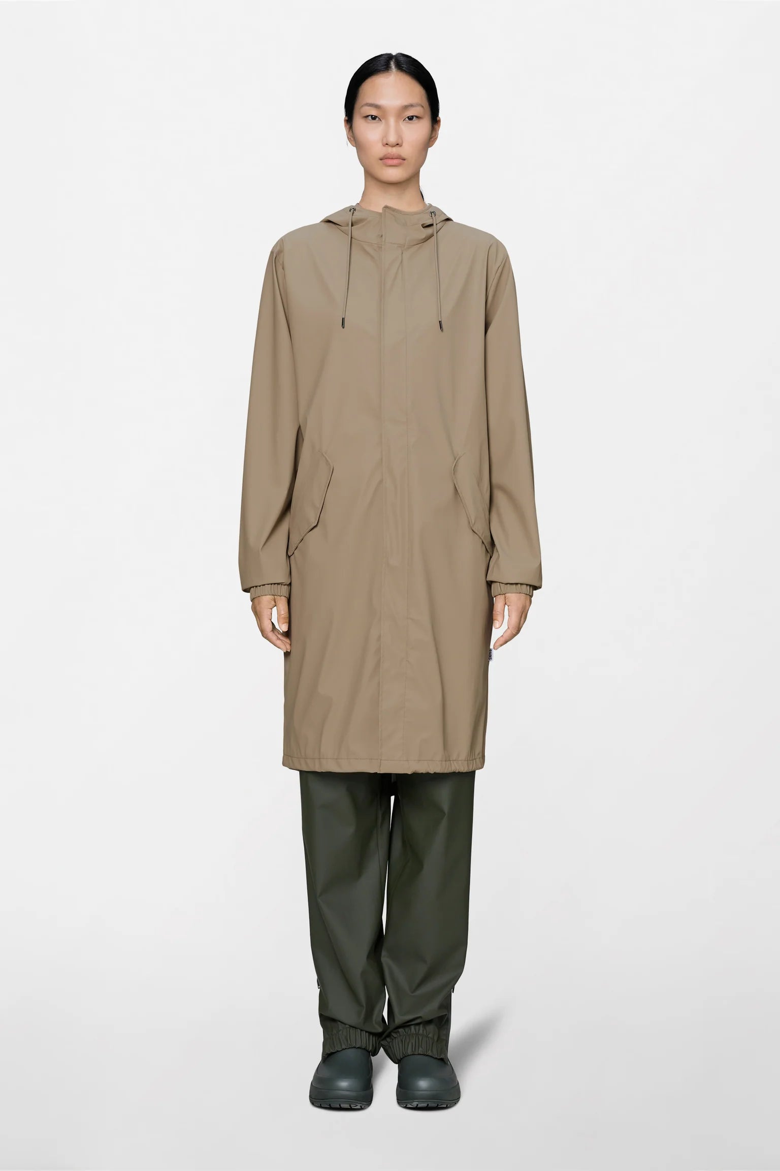 Parka Rains Fishtail W3 Impermeable Beige - Corte Largo