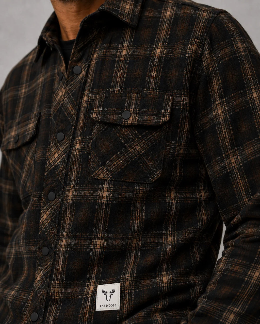 Sobrecamisa Fat Moose New Adrian Cotton Check Black Ecru