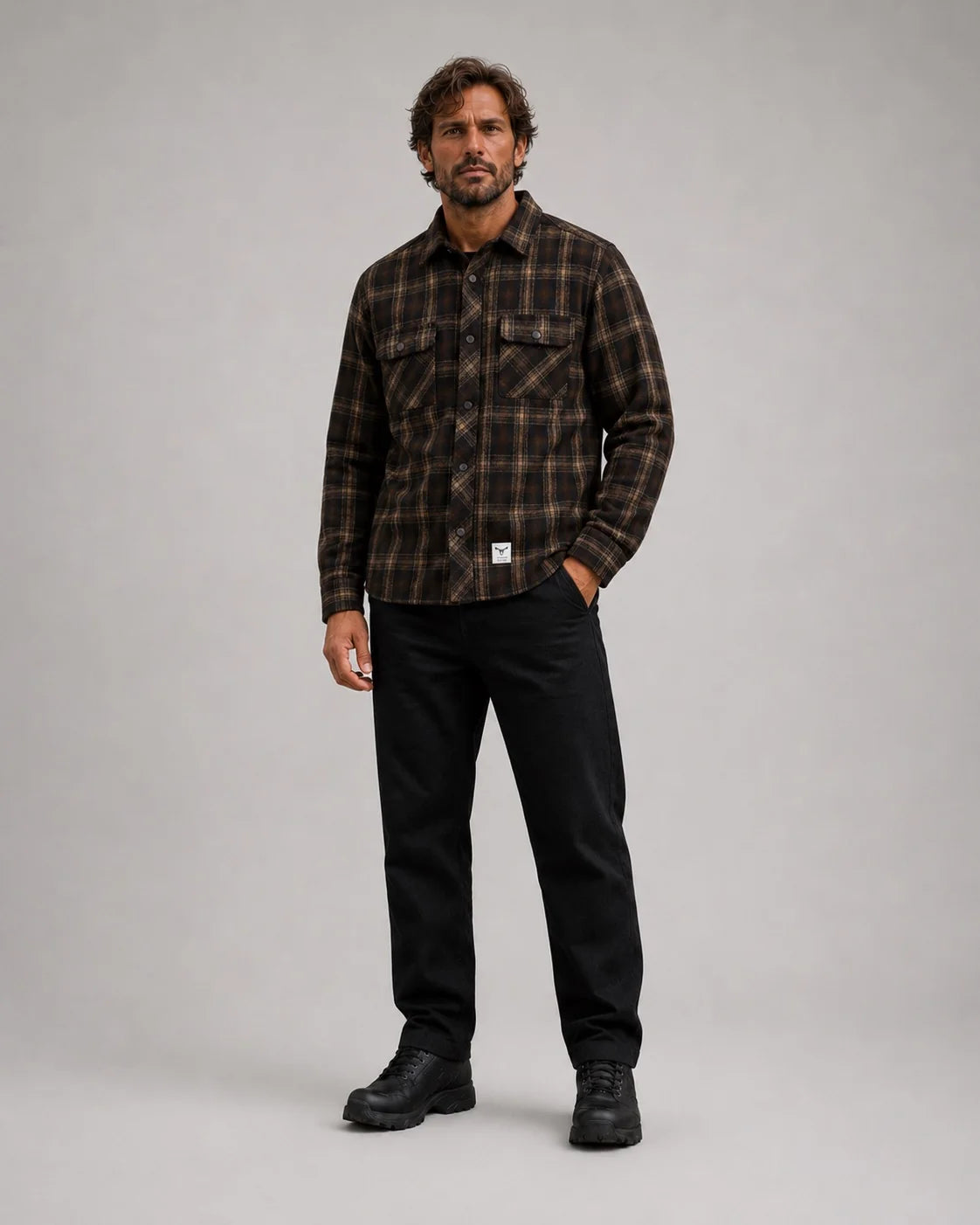 Sobrecamisa Fat Moose New Adrian Cotton Check Black Ecru