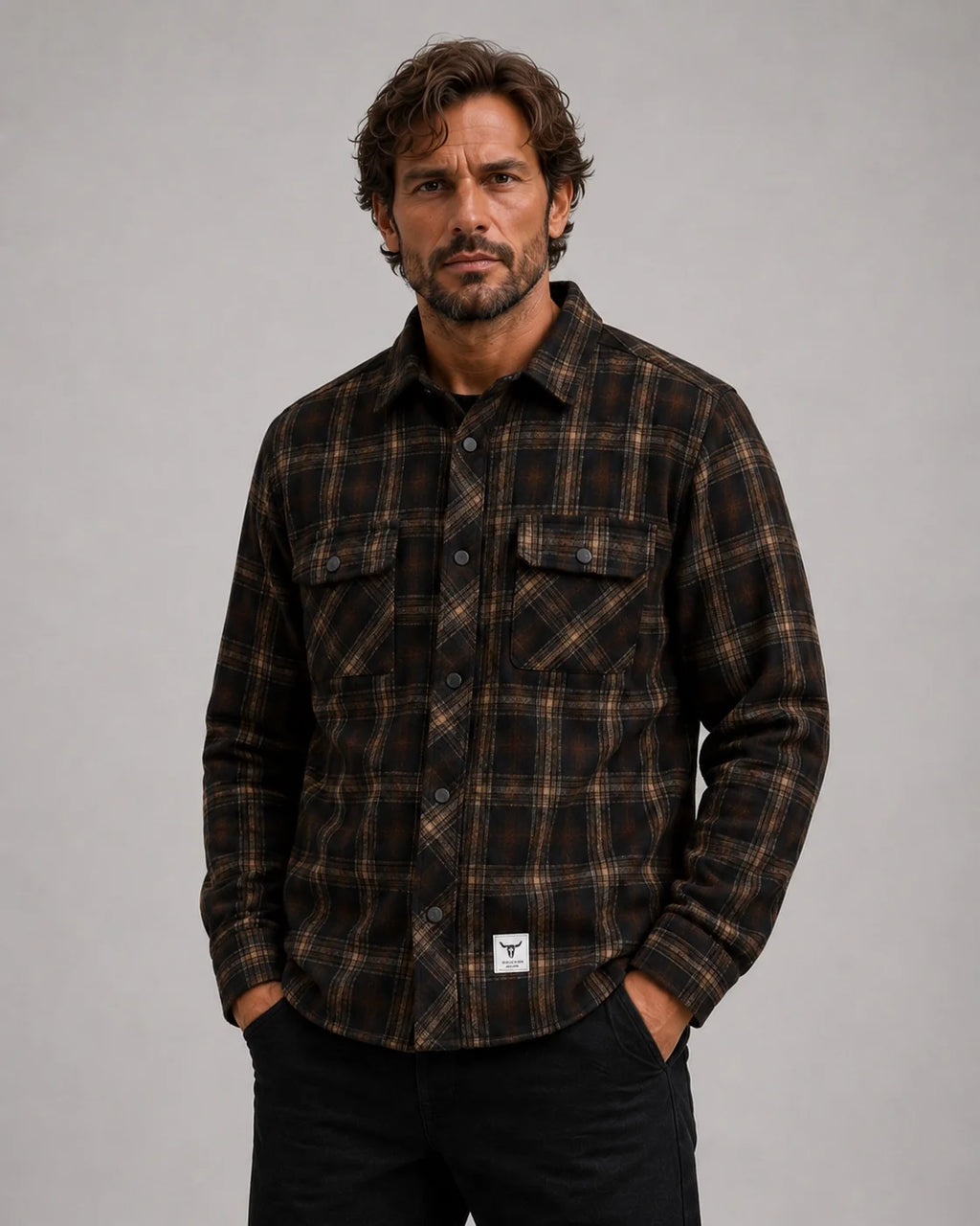 Sobrecamisa Fat Moose New Adrian Cotton Check Black Ecru