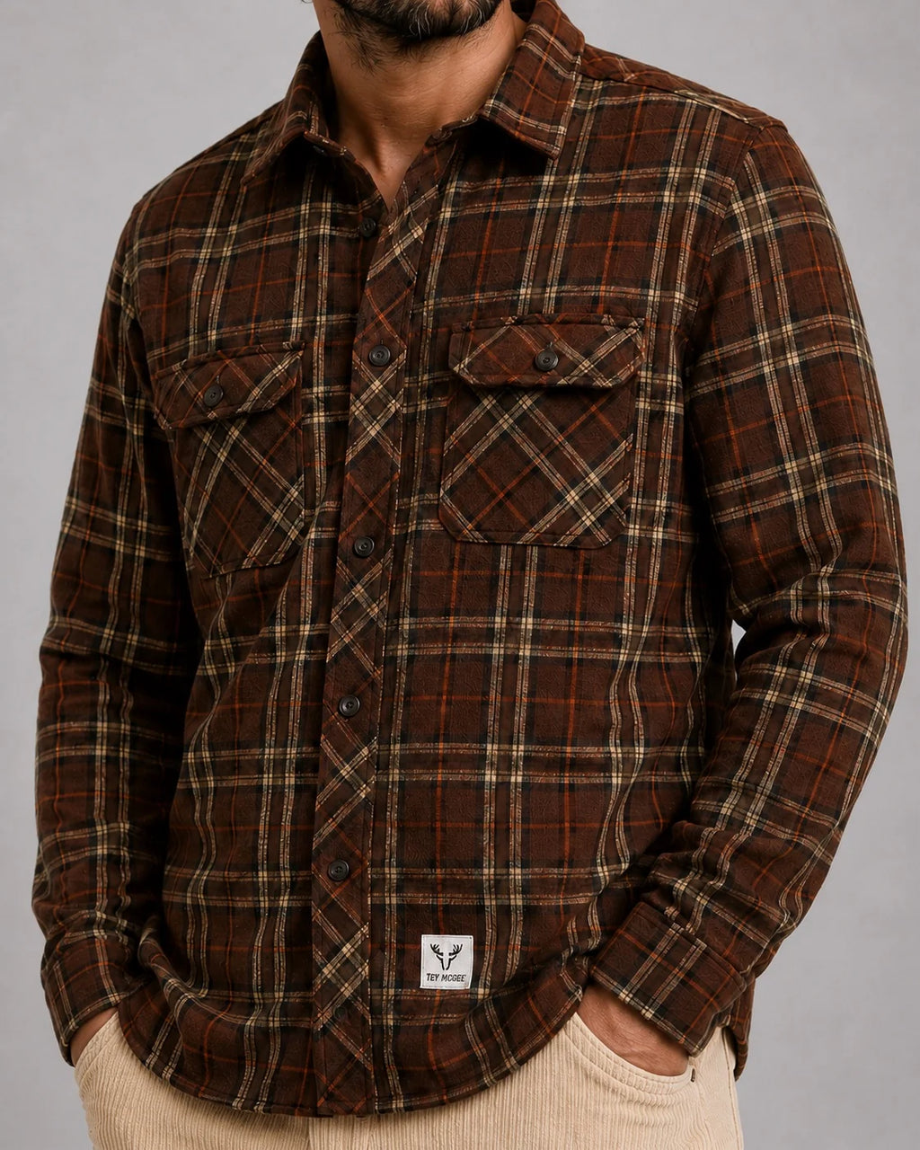 Sobrecamisa Fat Moose New Adrian Cotton Check Brown Burnt orange