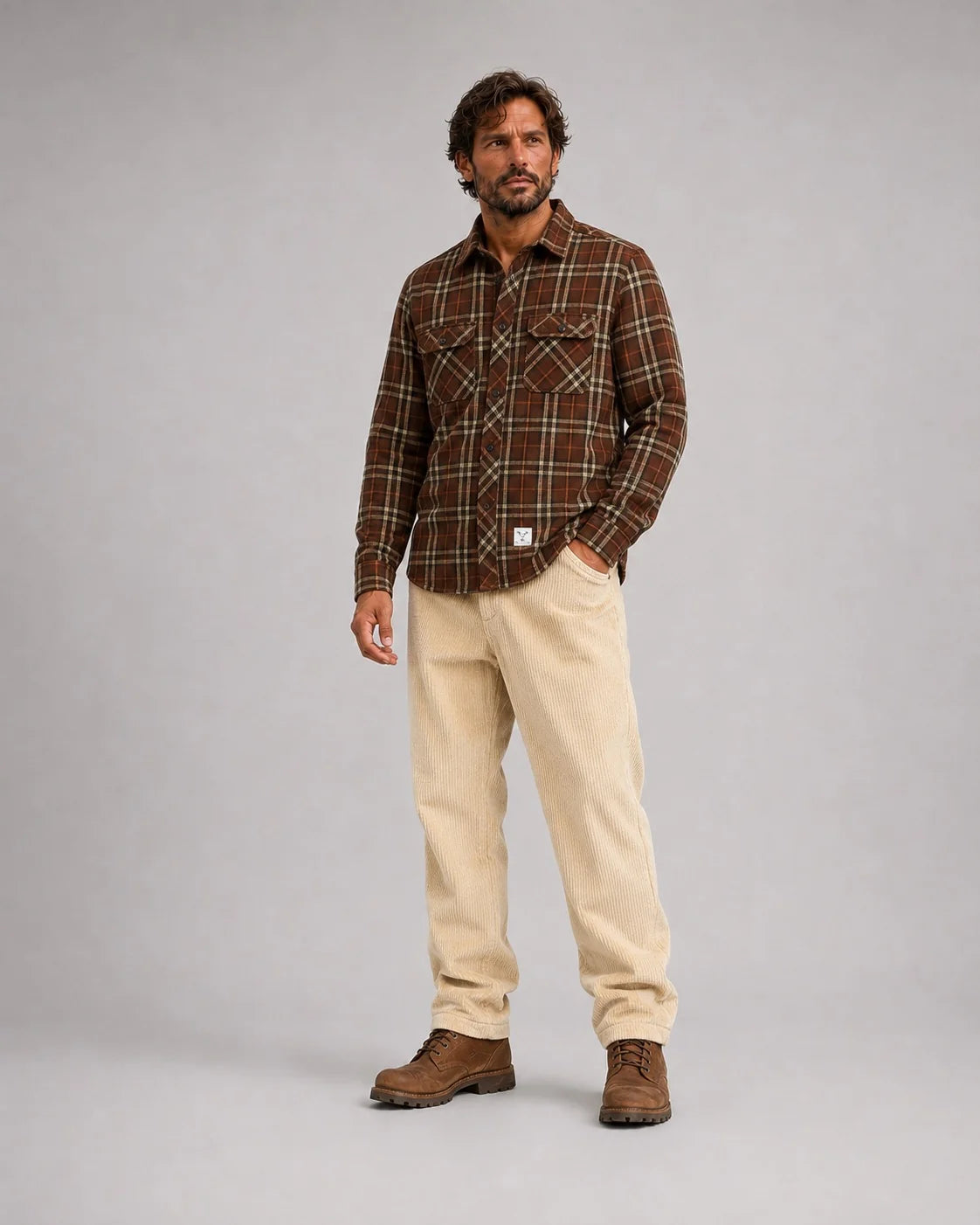 Sobrecamisa Fat Moose New Adrian Cotton Check Brown Burnt orange