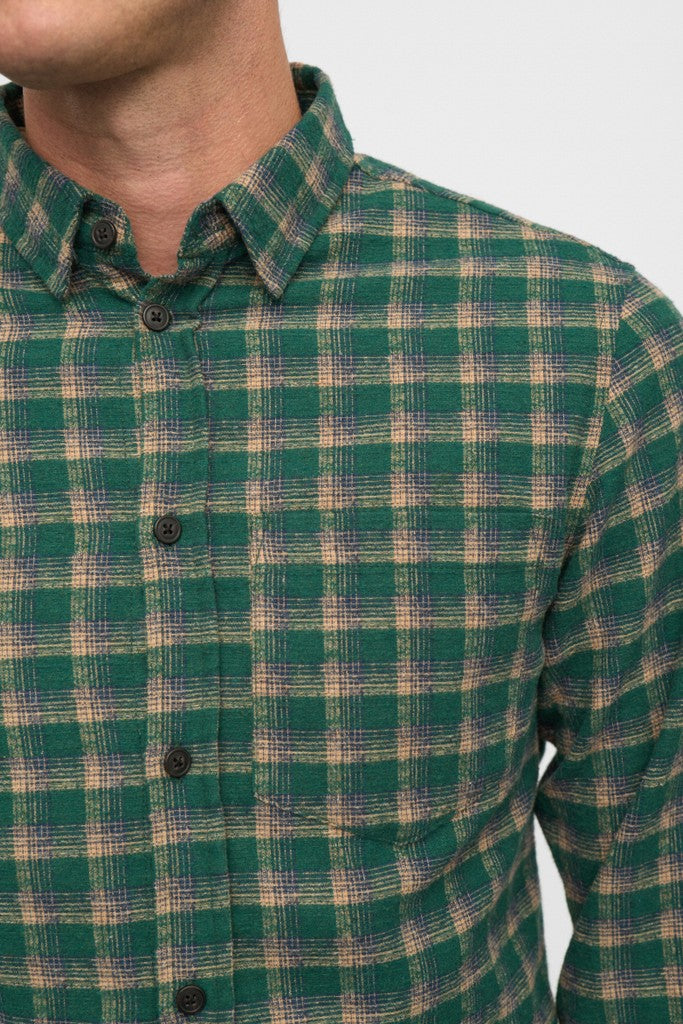 Camisa Anerkjendt Akleif Check Hunter Green