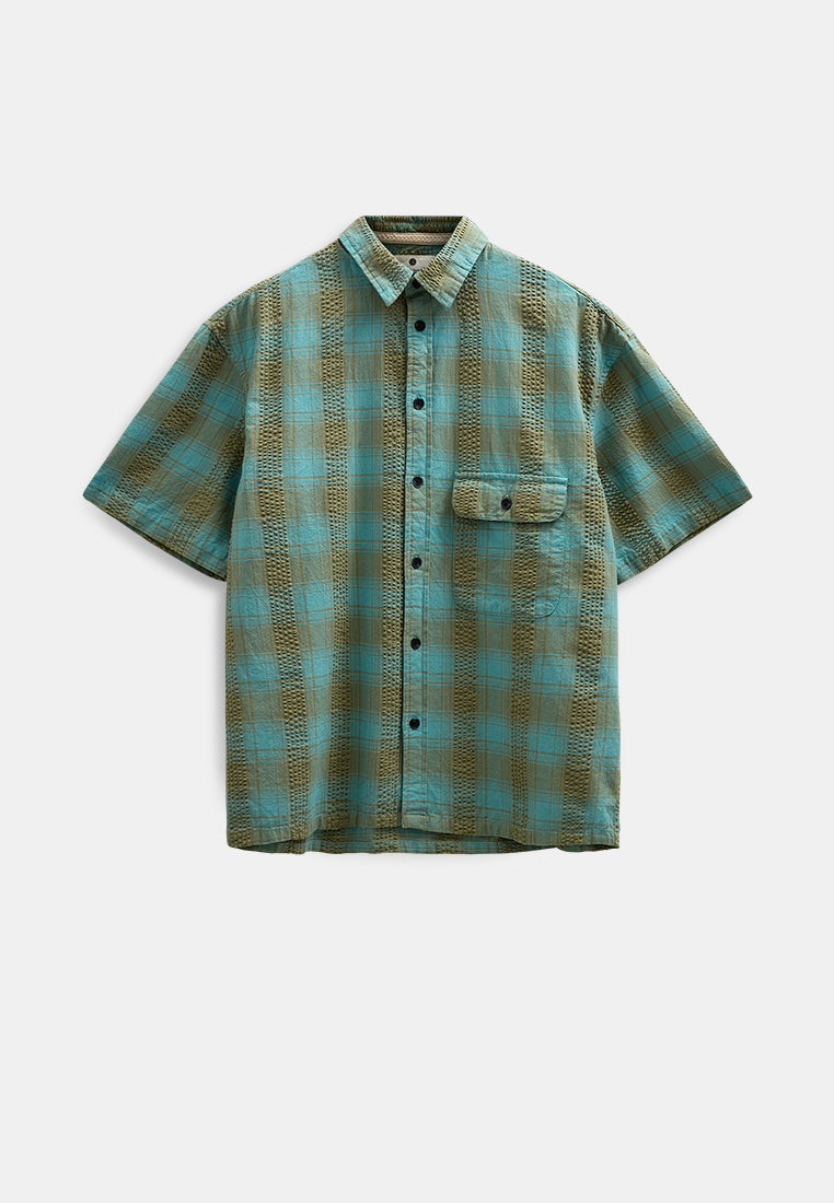 Camisa Anerkjendt Akotto Seersucker Teal