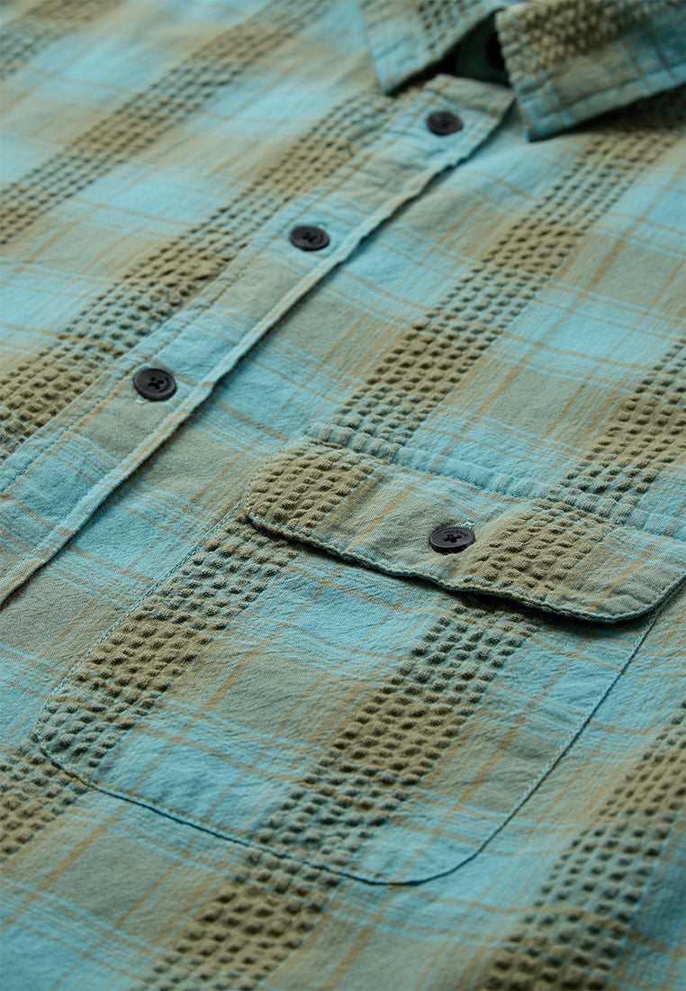 Camisa Anerkjendt Akotto Seersucker Teal