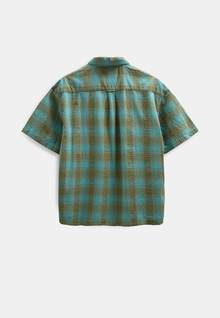 Camisa Anerkjendt Akotto Seersucker Teal