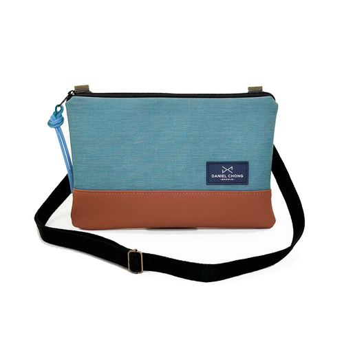 Bandolera Daniel Chong mini Impermeable marrón y turquesa