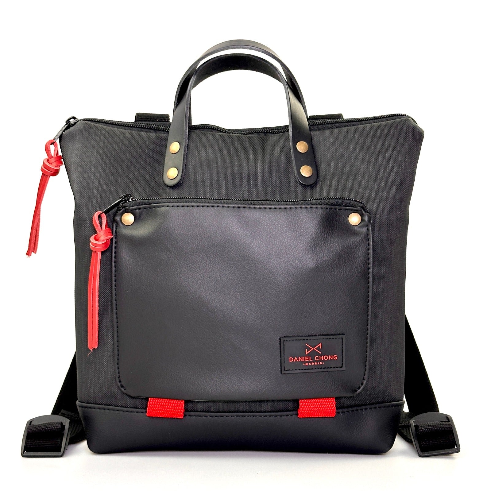 Mochila Daniel Chong mini cuadrada Book Holder impermeable negro