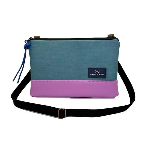Bandolera mini Impermeable marrón y turquesa