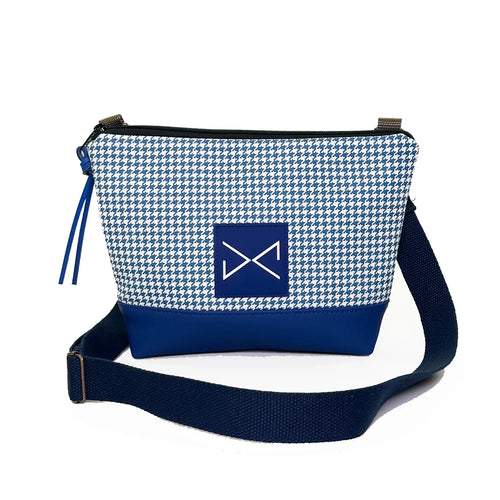 Bandolera Daniel Chong Classic Mini pata de gallo azul.