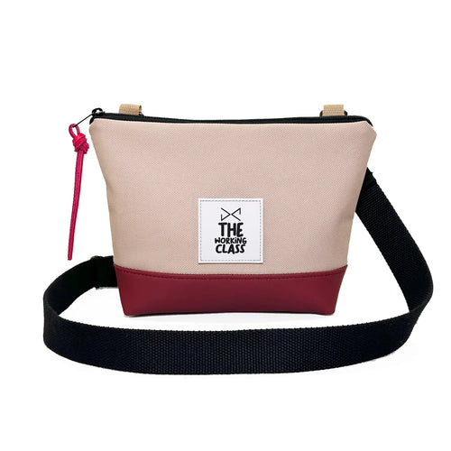 Bandolera Daniel Chong Classic mini beige base granate. - Roundtrip