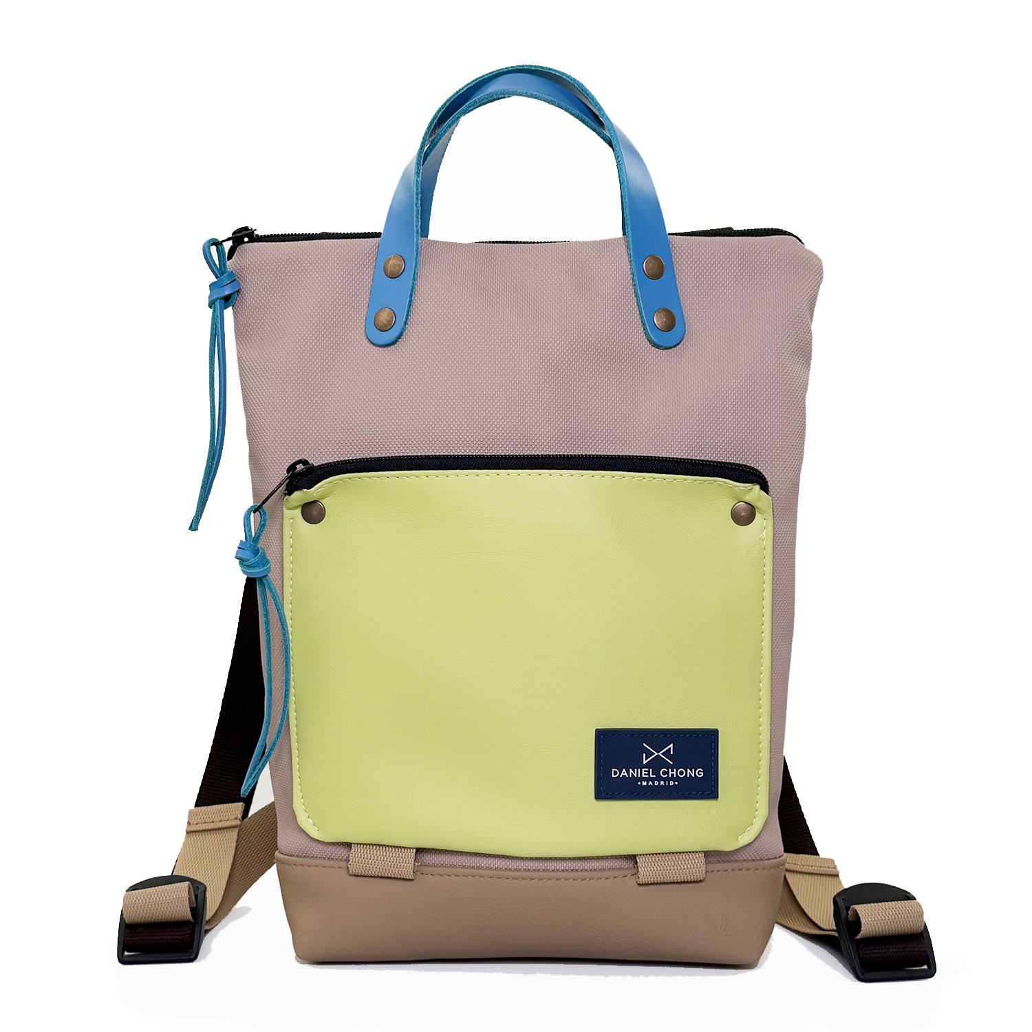 Mochila Daniel Chong Book Holder Mini con bolsillo verde lima