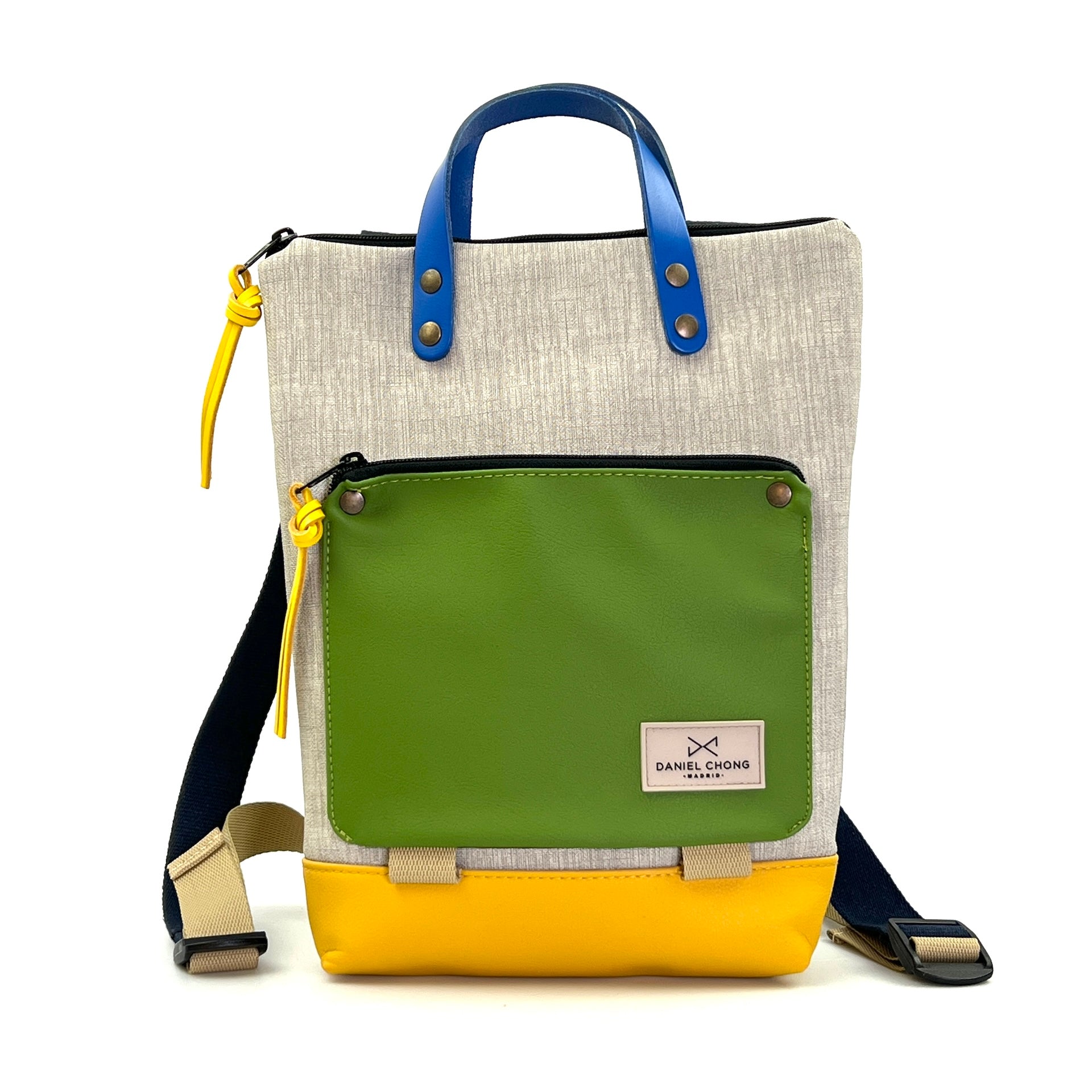 Mochila Daniel Chong Book Holder Mini Impermeable DZ beige y verde