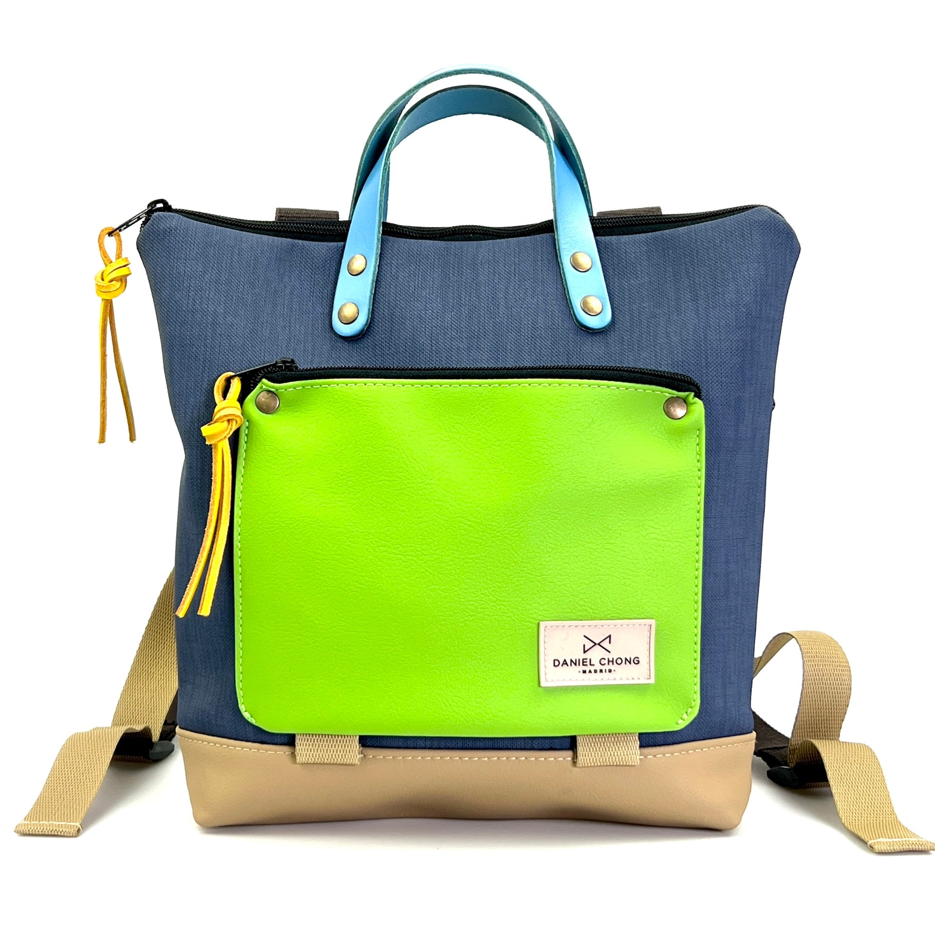 Mochila Book Holder Mini Cuadrada Impermeable con bolsillo verde