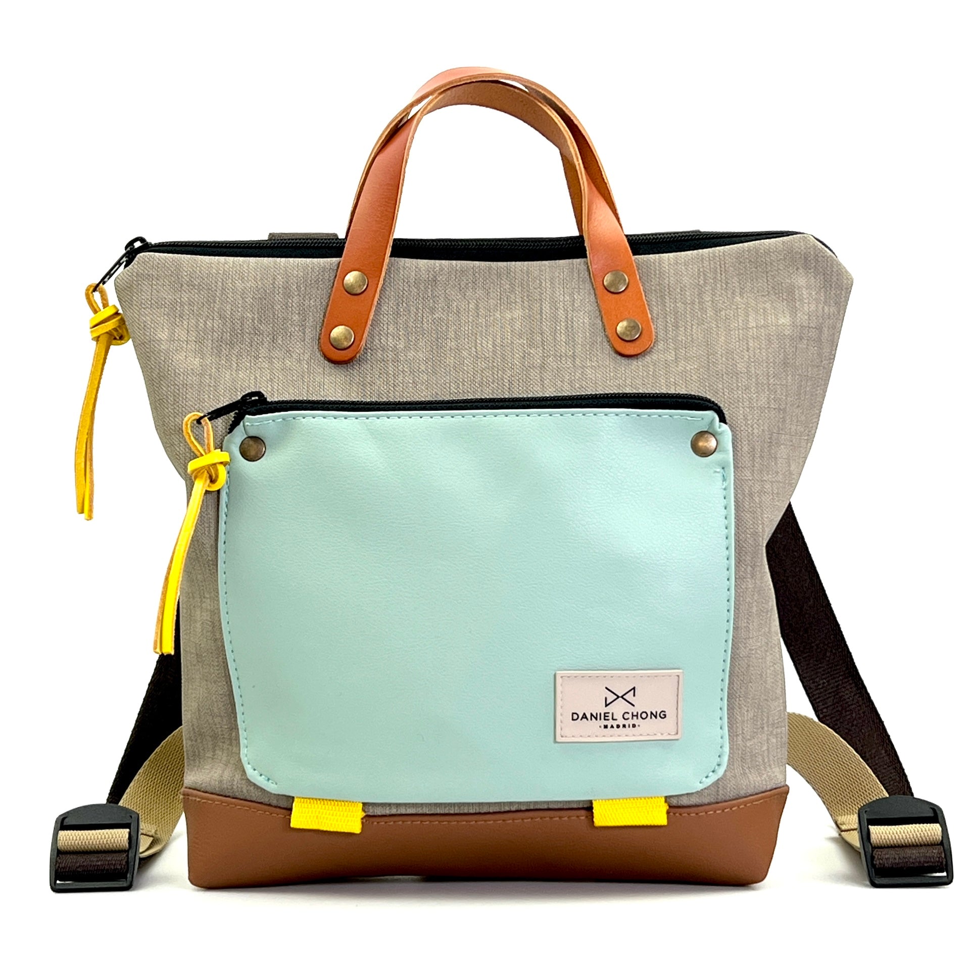 Mochila Daniel Chong mini cuadrada Book Holder Impermeable con bolsillo azul hielo