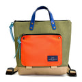 Mochila Daniel Chong mini cuadrada Book Holder Impermeable DZ verde con bolsillo naranja