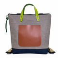 Mochila Daniel Chong Slim Mini Cuadrada Gris Marrón