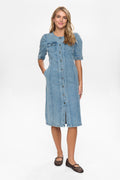 Vestido Camisero Nümph Nusilva Denim Azul Claro