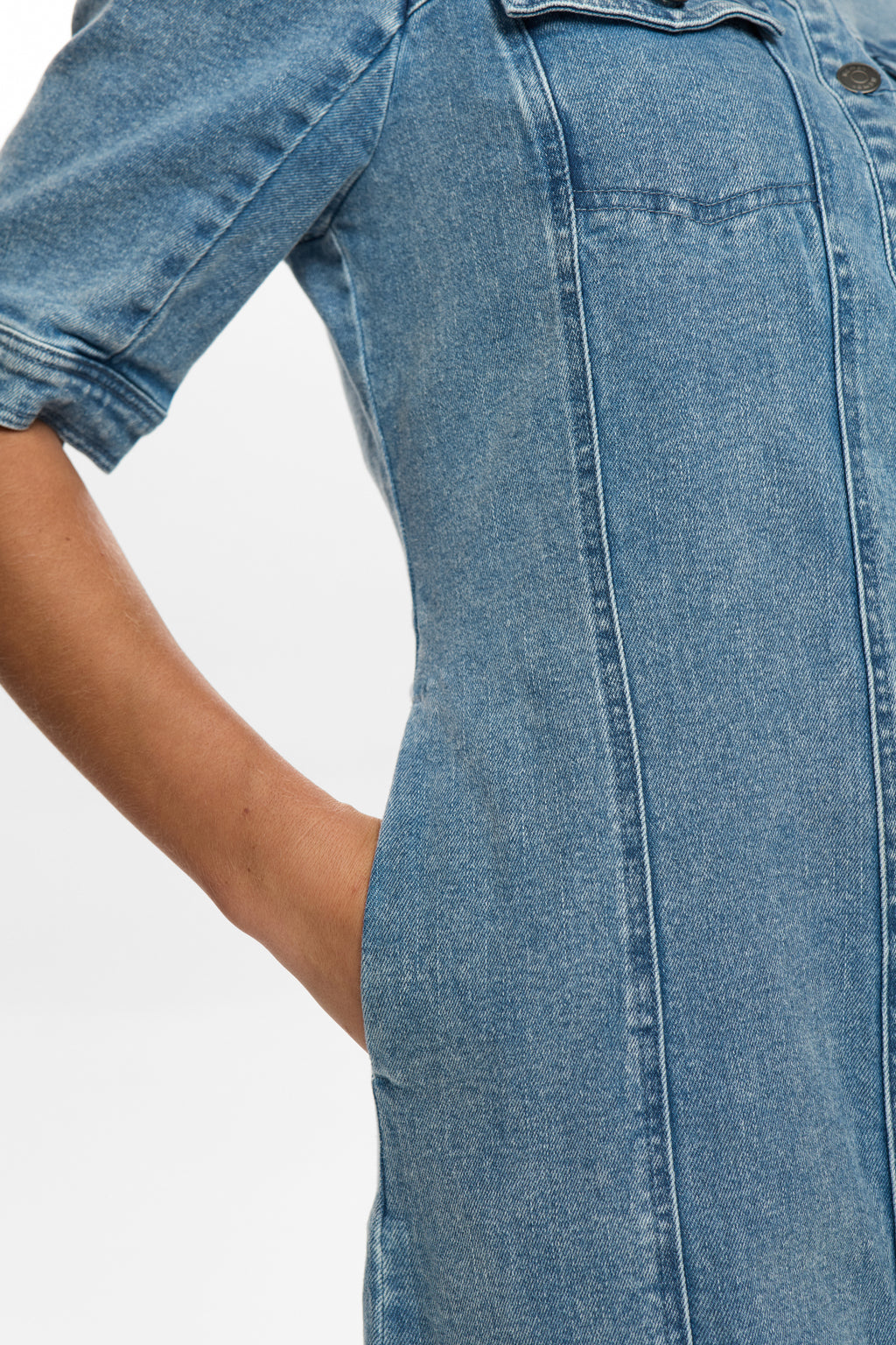 Vestido Camisero Nümph Nusilva Denim Azul Claro