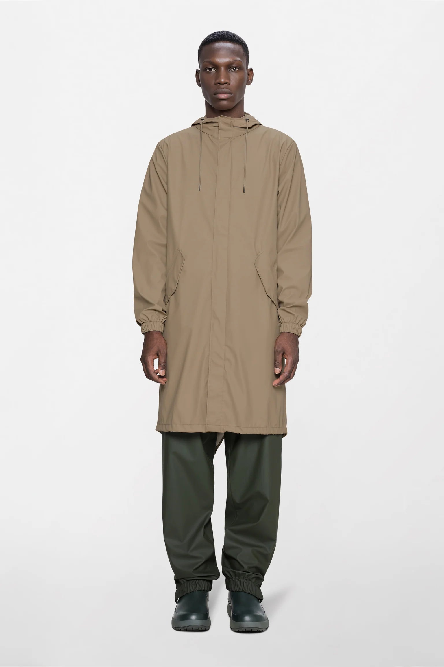 Parka Rains Fishtail W3 Impermeable Beige - Corte Largo