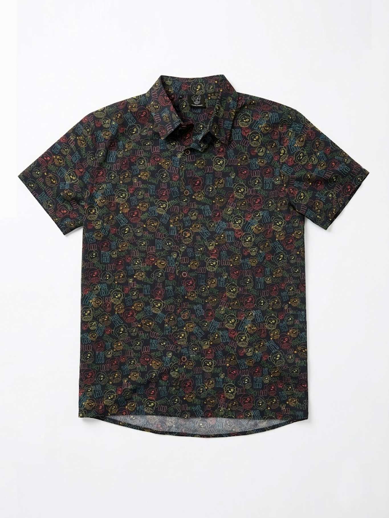 Camisa Loco Monky Face Black – Estampado neón multicolor | 100% Algodón