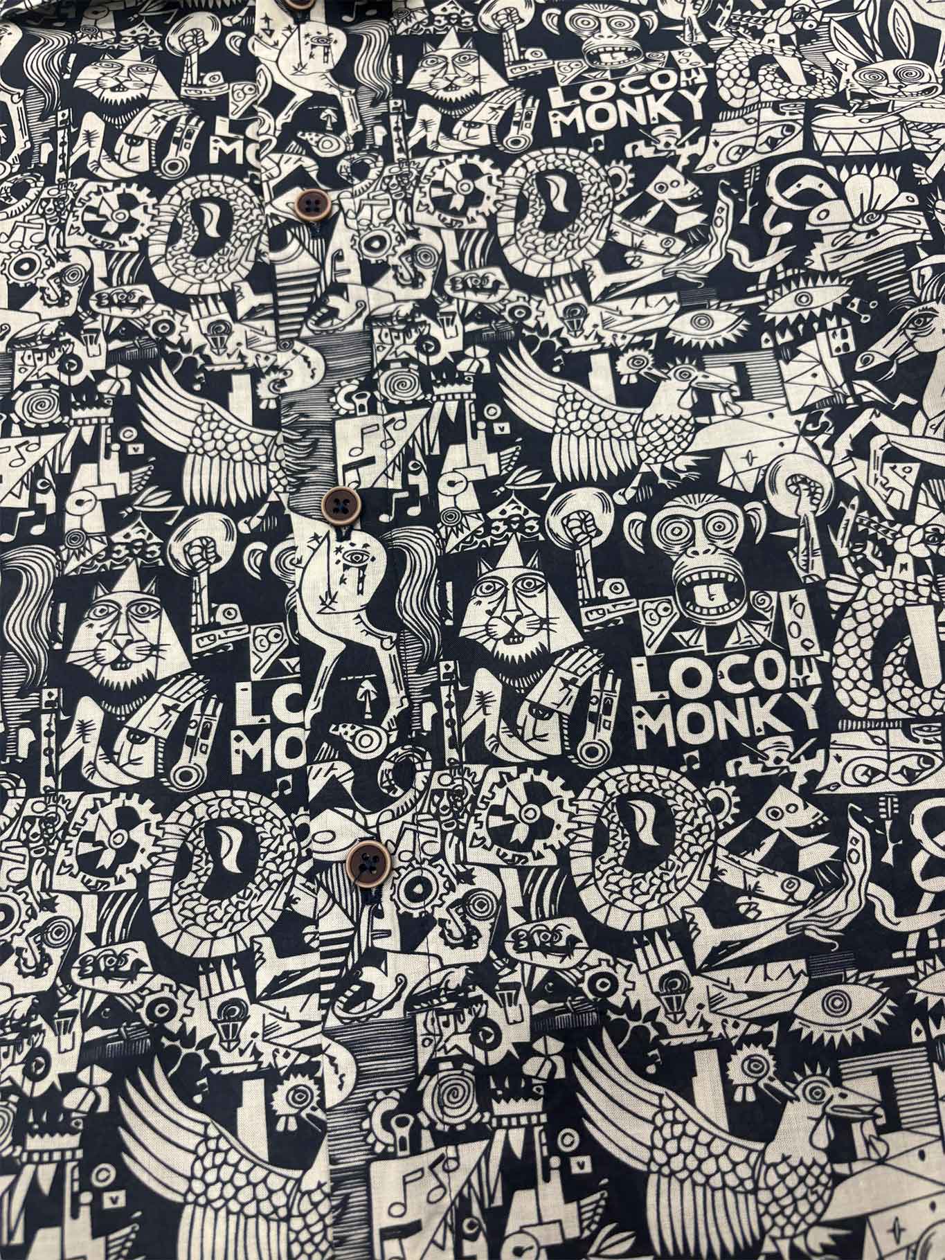 Camisa Loco Monky Nonsense Black – Estampado Guernica | 100% Algodón