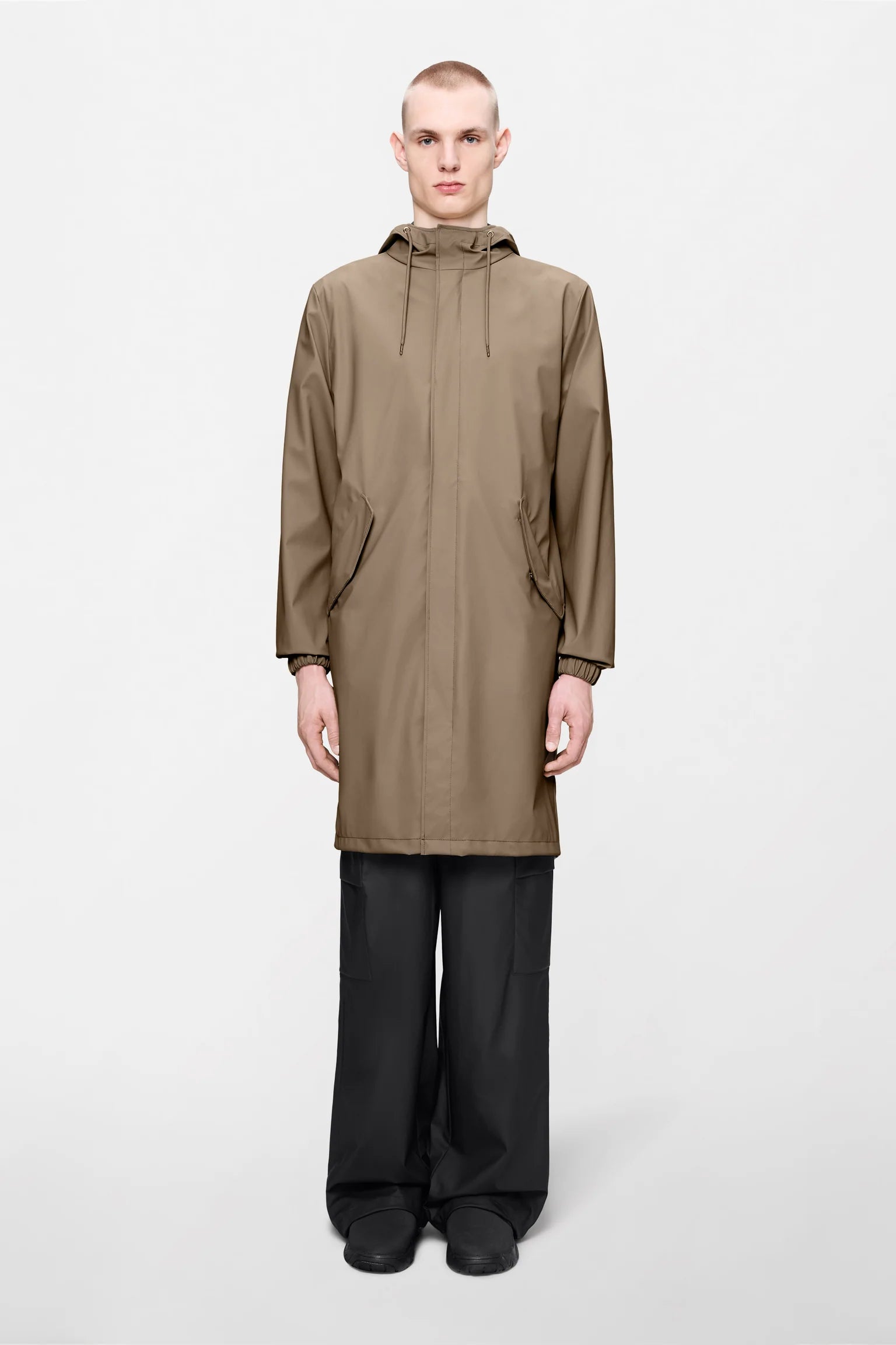 Parka Rains Fishtail W3 Impermeable Beige - Corte Largo