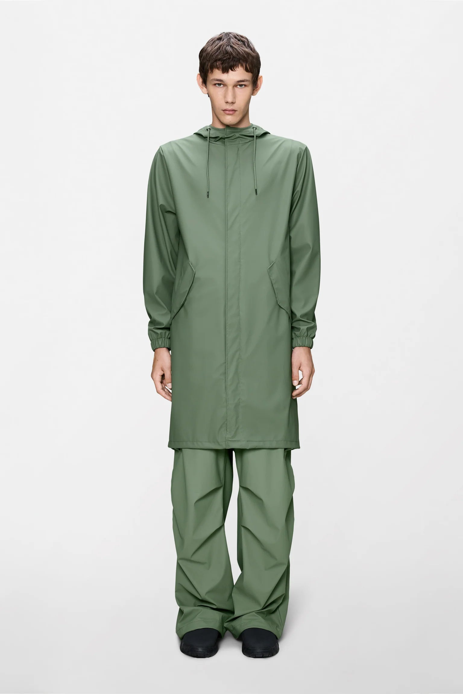 Parka Rains Fishtail W3 Impermeable Verde Well - Corte Largo