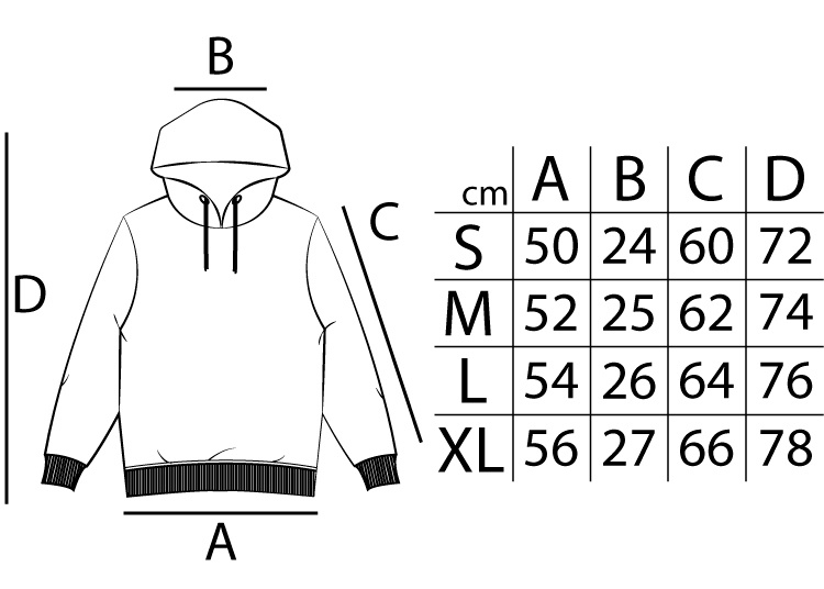 Tallas de Sudaderas con capucha